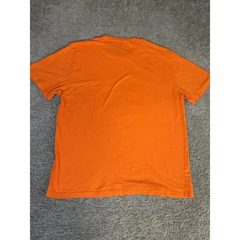 True Religion Shirt Mens 2XL Orange Buddha Guitar Logo Graphic Tagless Cotton